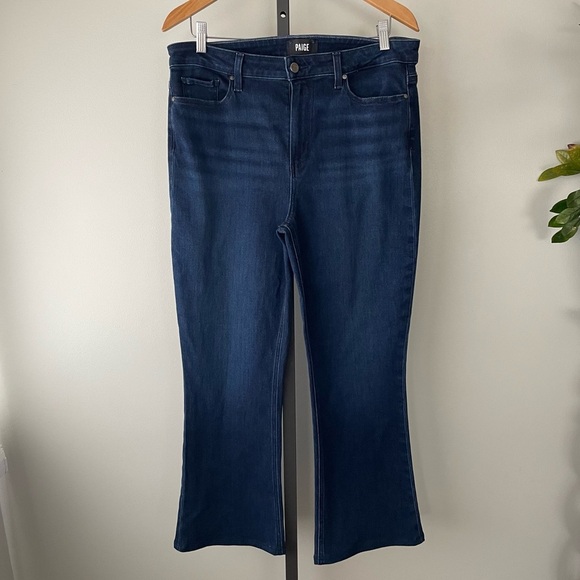 Paige High Rise Laurel Canyon Denim Flare Jeans Plus Size 33 - Picture 1 of 11